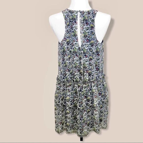 Likely NWT Floral Print Shift Sundress Cream Blue & Green Georgette Mini - Picture 6 of 8